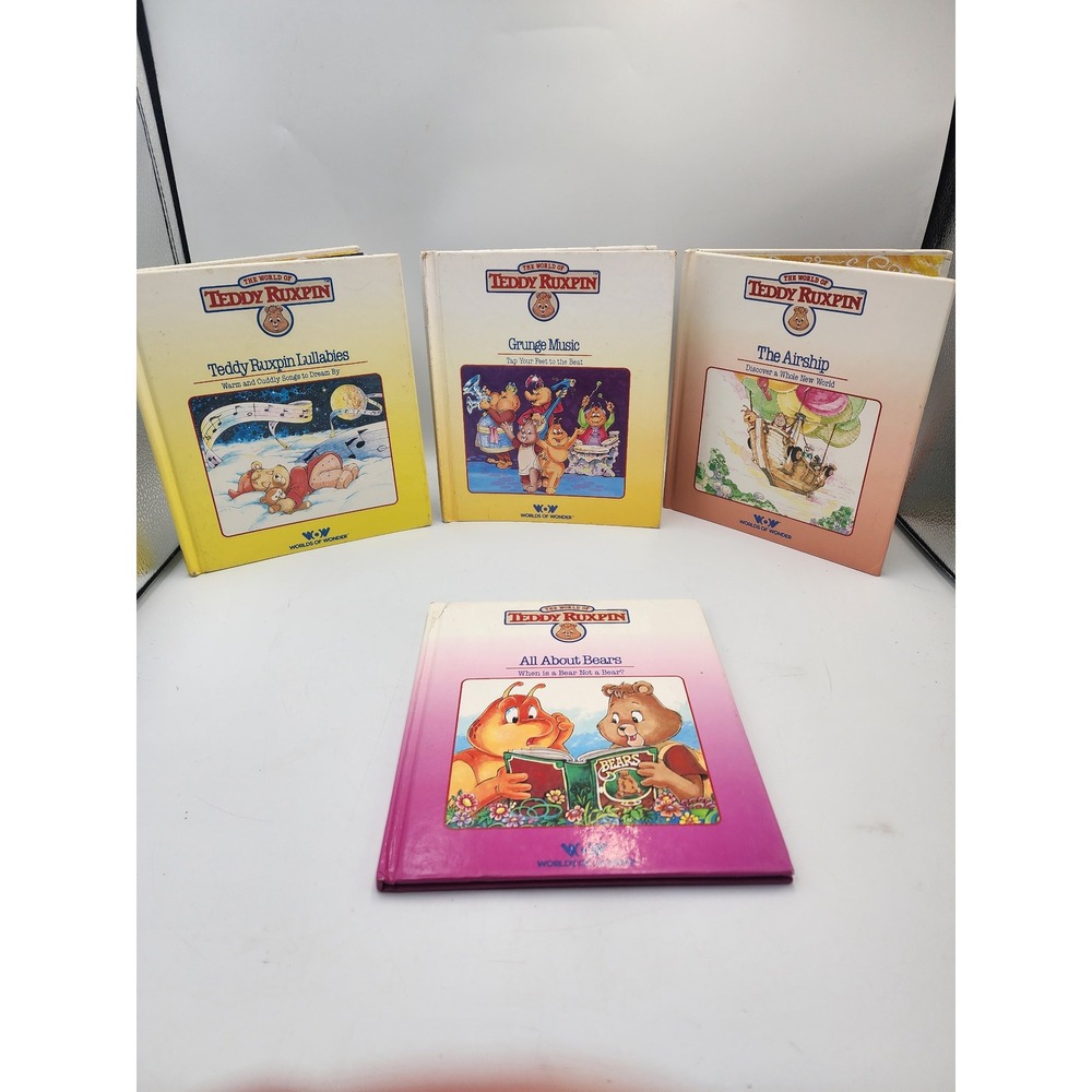 Vintage Teddy Ruxpin Book Lot of 4 Worlds‎ of Wonder Hardcover 1985 Retro Grundo